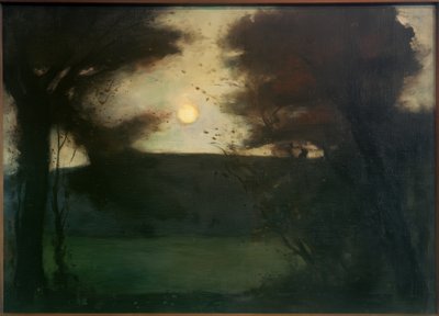 Maanopkomst boven de Grunewaldsee (maanlandschap) door Lesser Ury